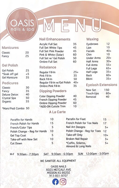 OUR SERVICES - OASIS NAILS